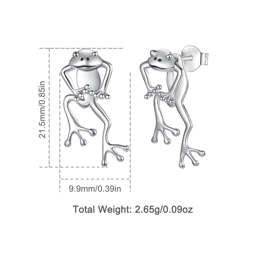 925 Silver Frog Earrings with Multiple Wearing Options