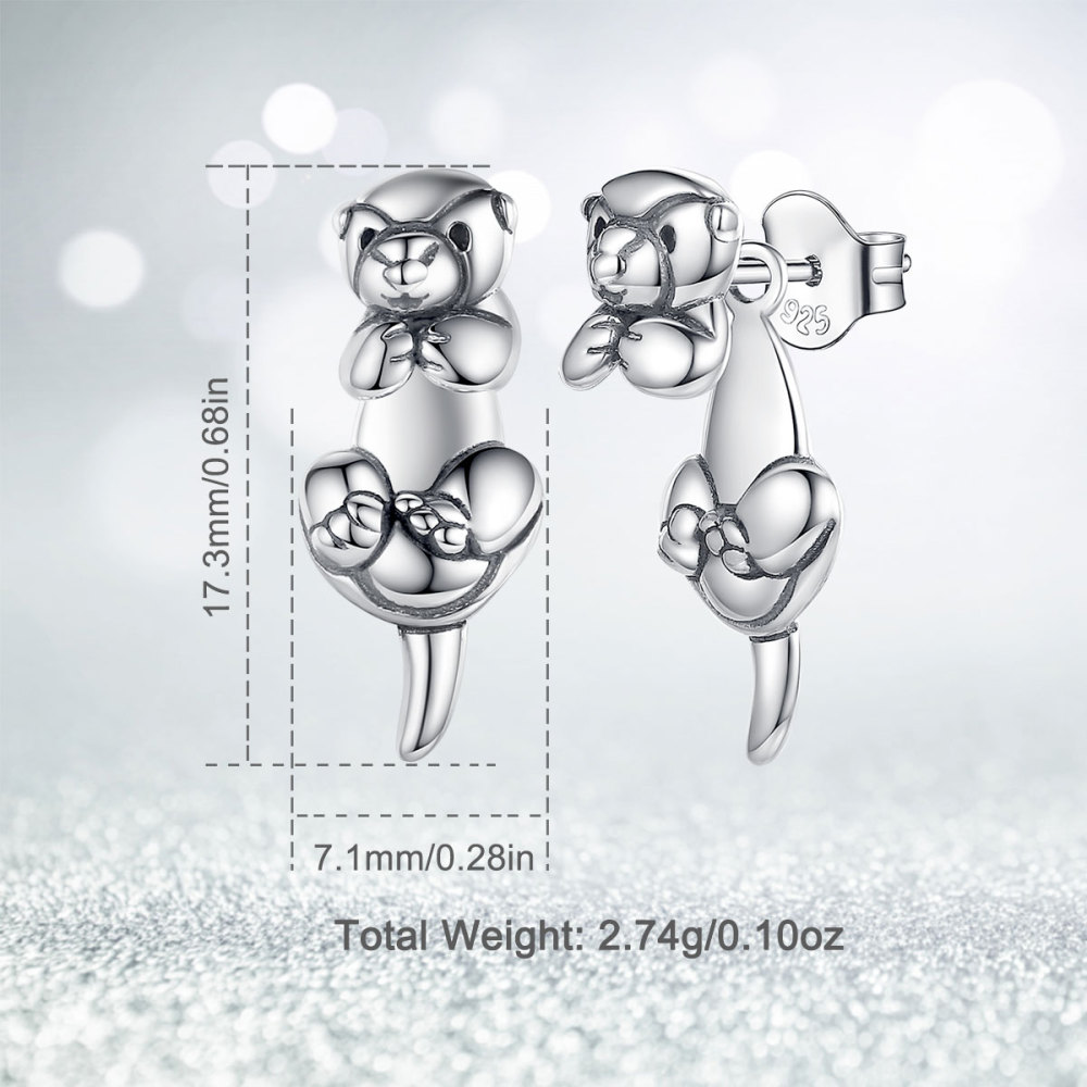 Multiple Wearing Styles 925 Sterling Silver Bear Stud Earrings