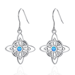 Blue Opal Wicca Knot Sterling Silver Drop Earrings
