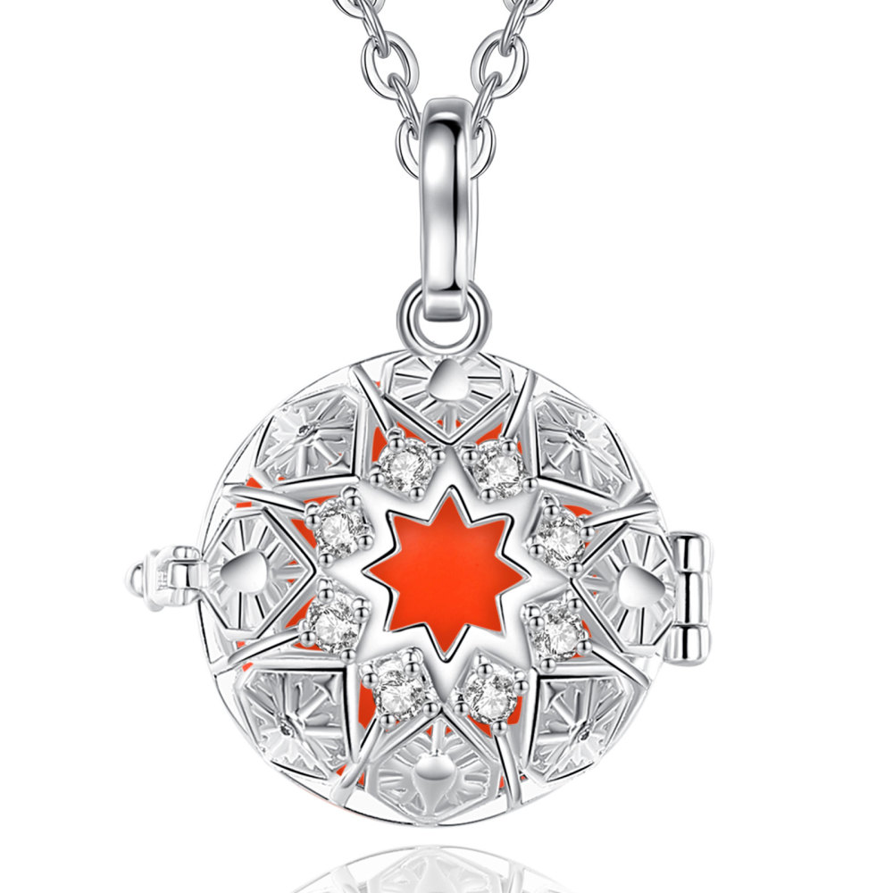 Vintage Flower Cubic Zirconia Chime Balls Cage Pendant