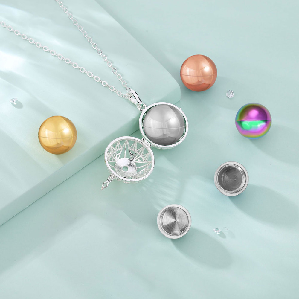 Silver-Plated Vintage Memorial Ball Pendant for Ashes