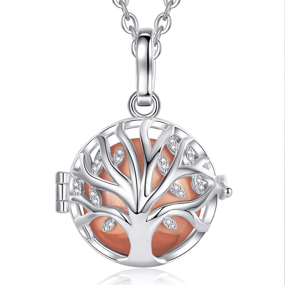 Zircon Tree of Life Urn Ball Cage Necklace