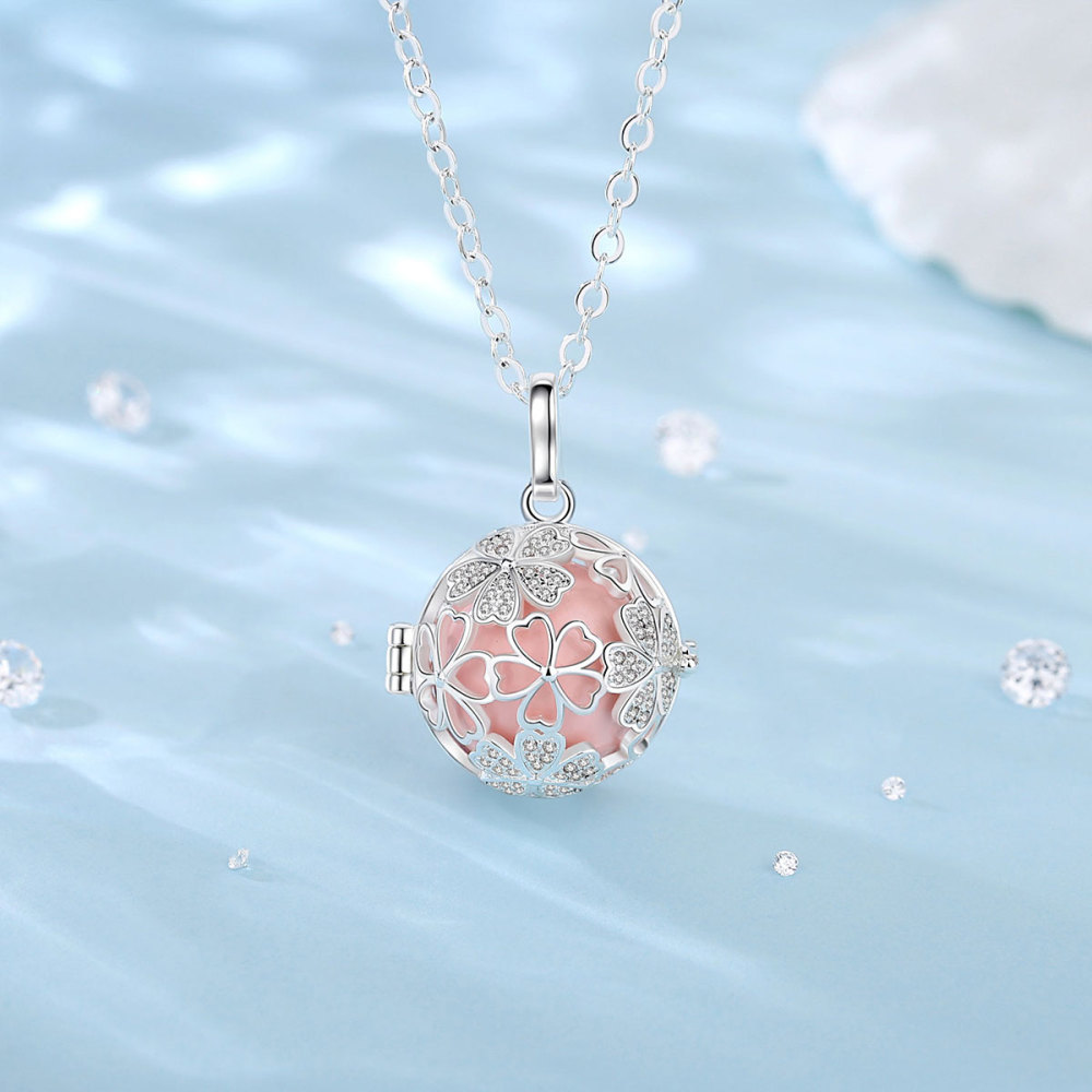 Vintage Floral Cubic Zirconia Chime Balls Bola Pendant