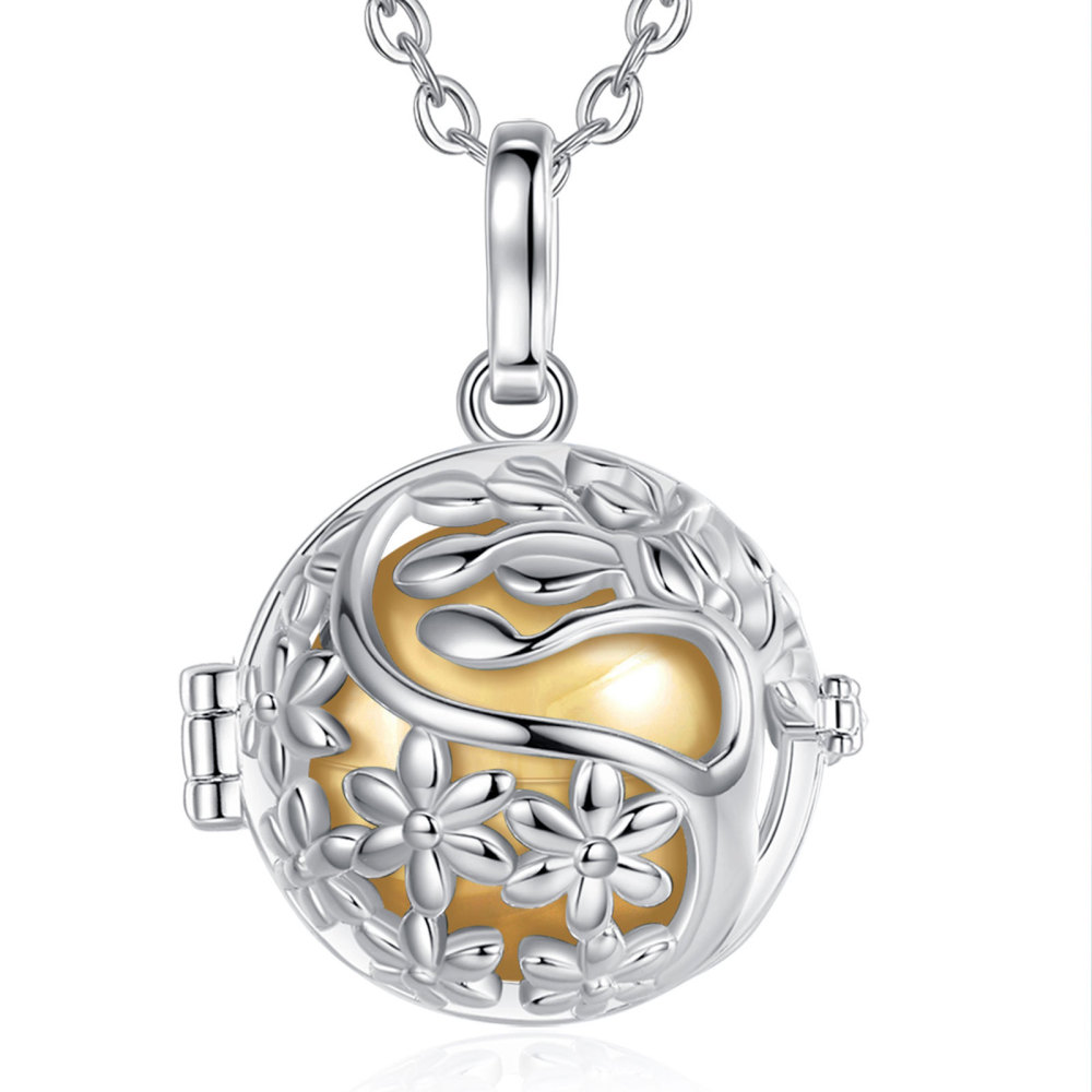 Tree and Flower Design Memorial Ball Pendant