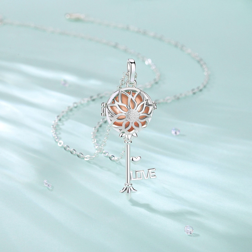 Sunflower Love Key Urn Cage Pendant