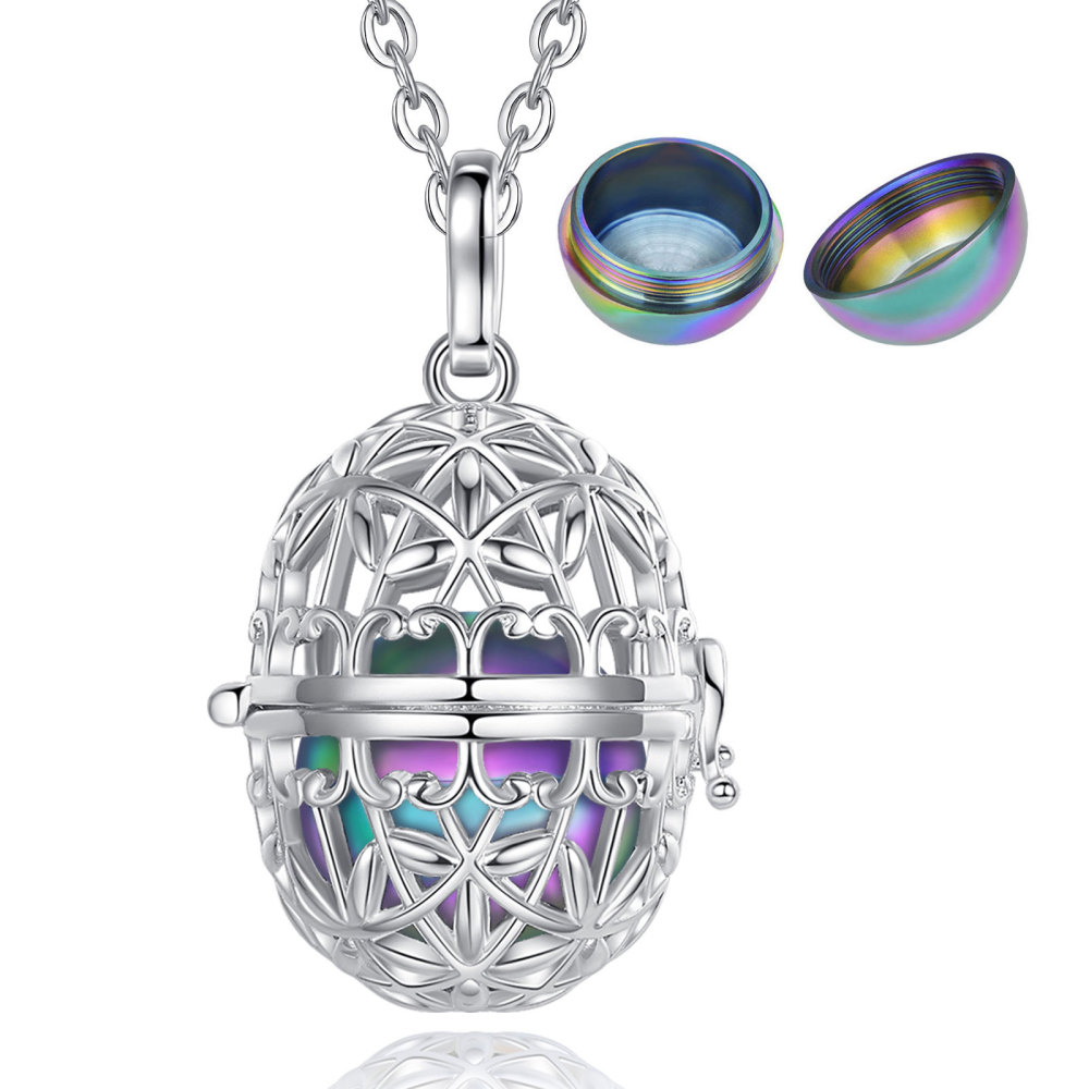 Silver-Plated Keepsake Butterfly Urn Cage Necklace