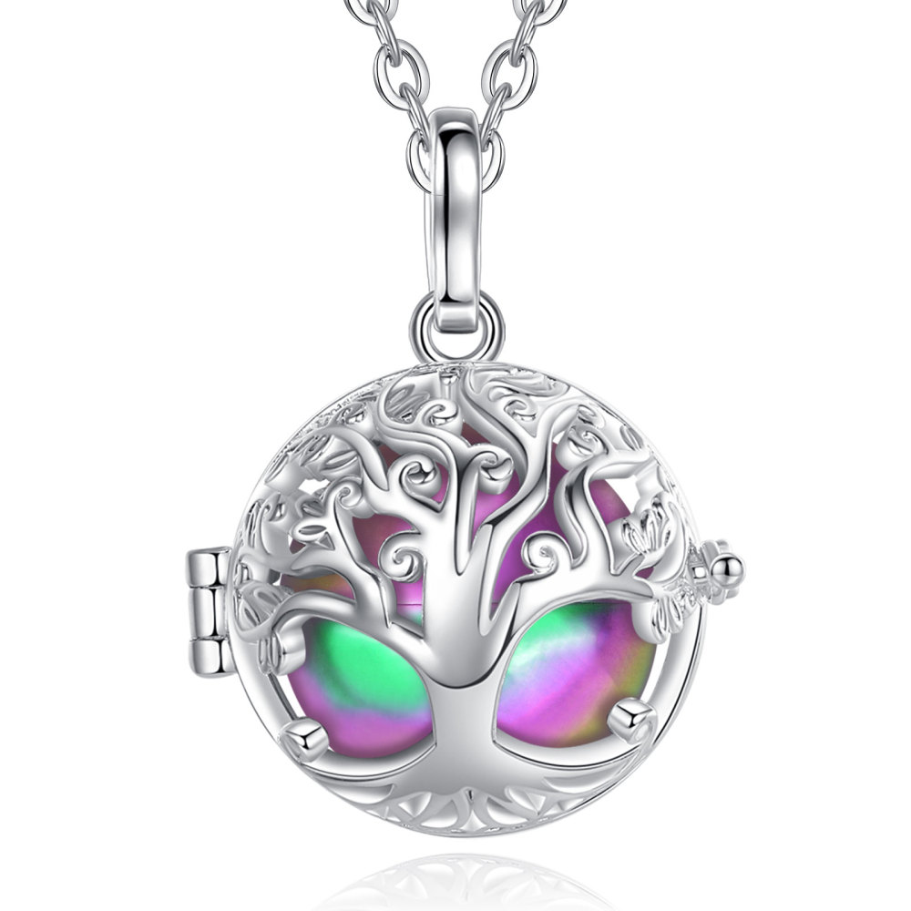 Silver-Plated Tree of Life Ashes Ball Necklace