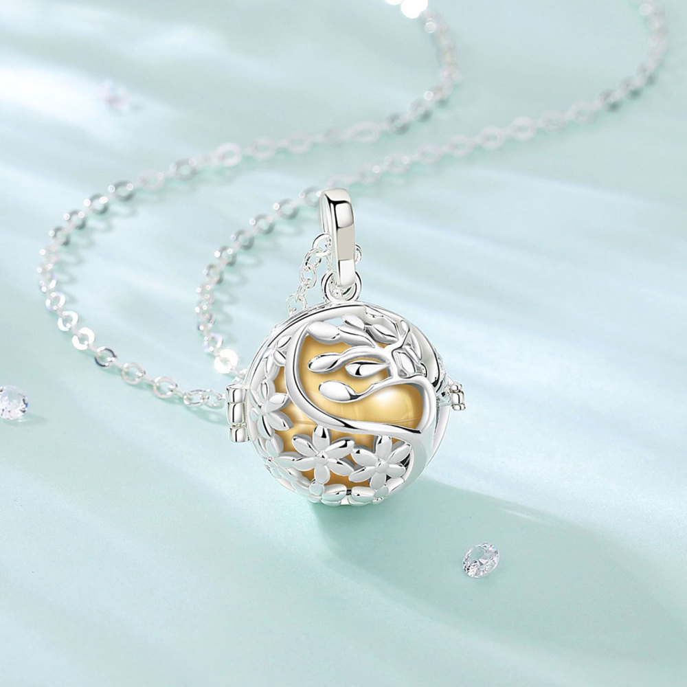 Tree and Flower Design Memorial Ball Pendant