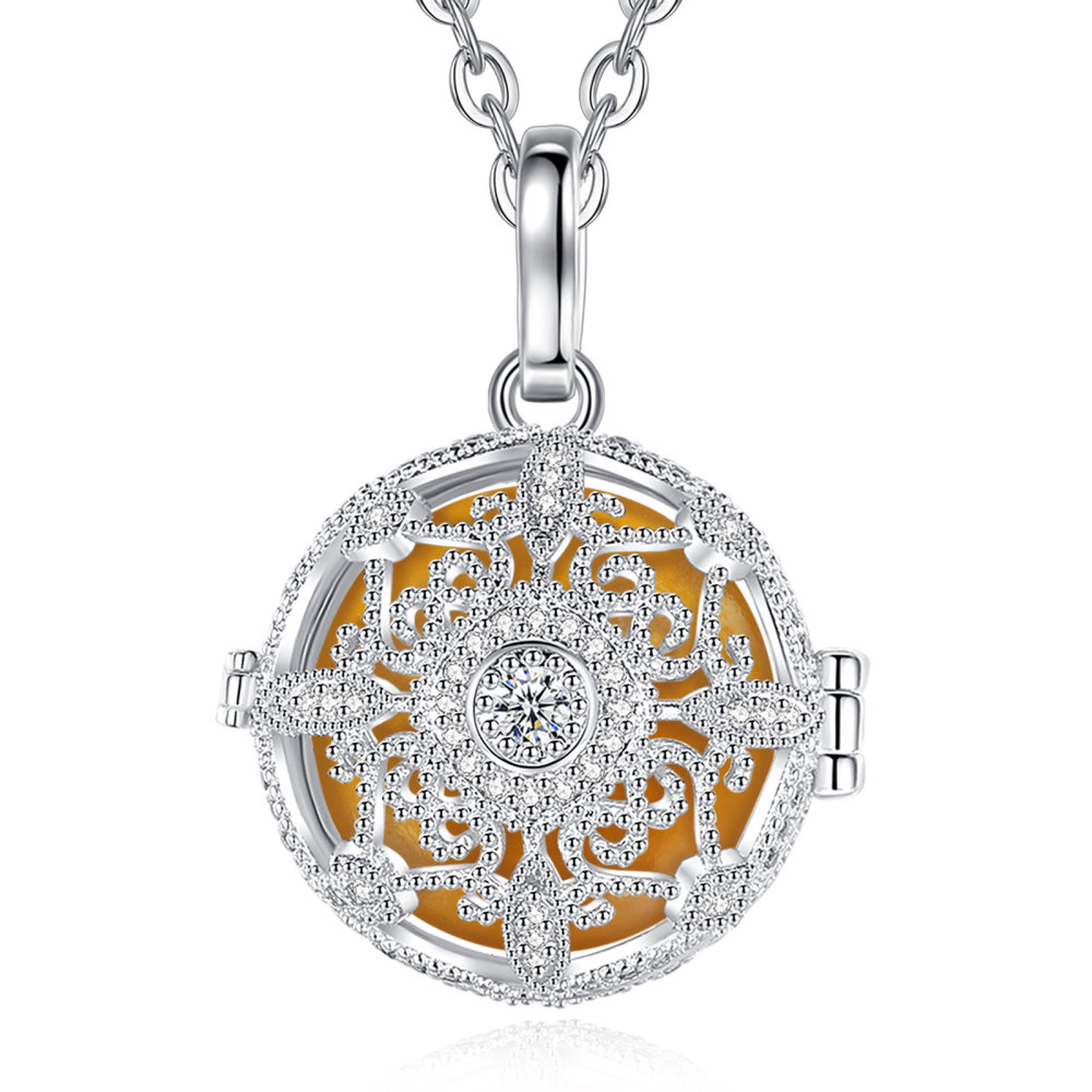 Sparkling Zircon Vintage Pattern Cage Pendant