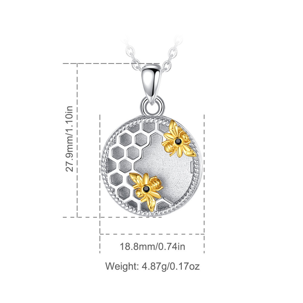 Honeycomb and Bee Round Photo Locket Pendant Necklace