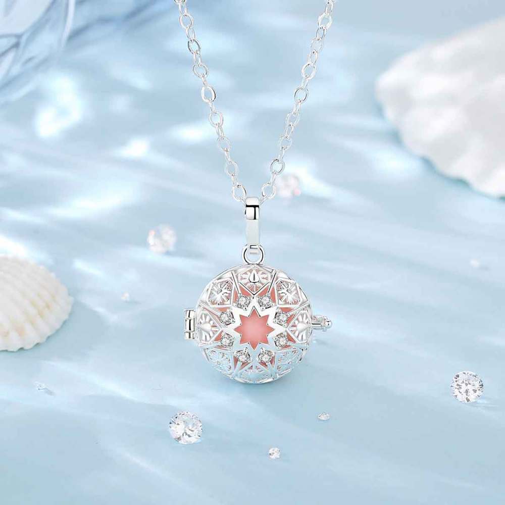 Vintage Flower Cubic Zirconia Chime Balls Cage Pendant