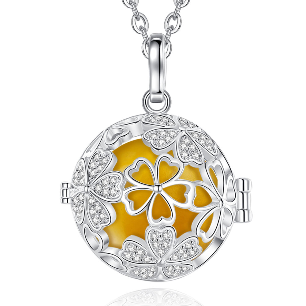 Vintage Floral Cubic Zirconia Chime Balls Bola Pendant