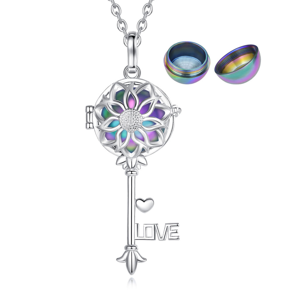 Sunflower Love Key Urn Cage Pendant