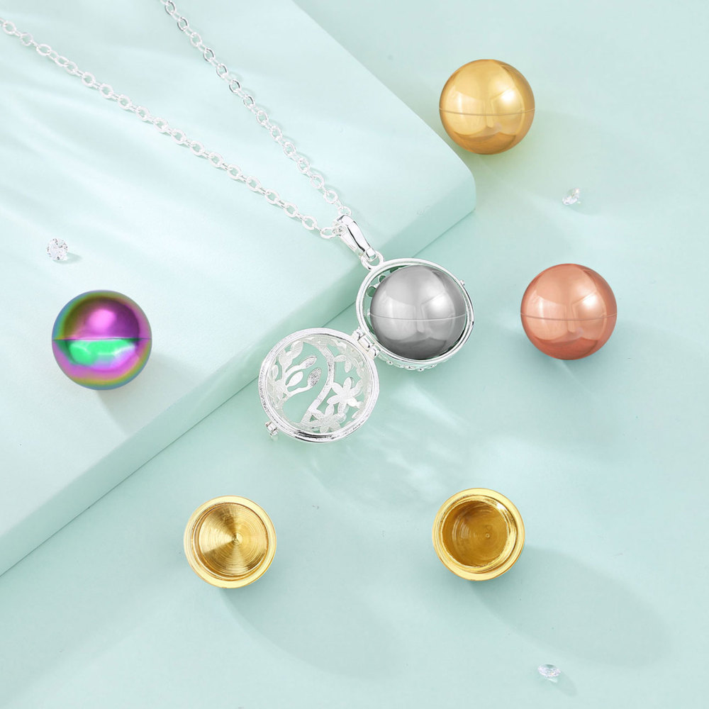 Tree and Flower Design Memorial Ball Pendant