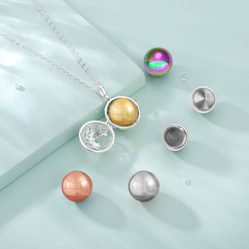 Silver-Plated Tree of Life Ashes Ball Necklace