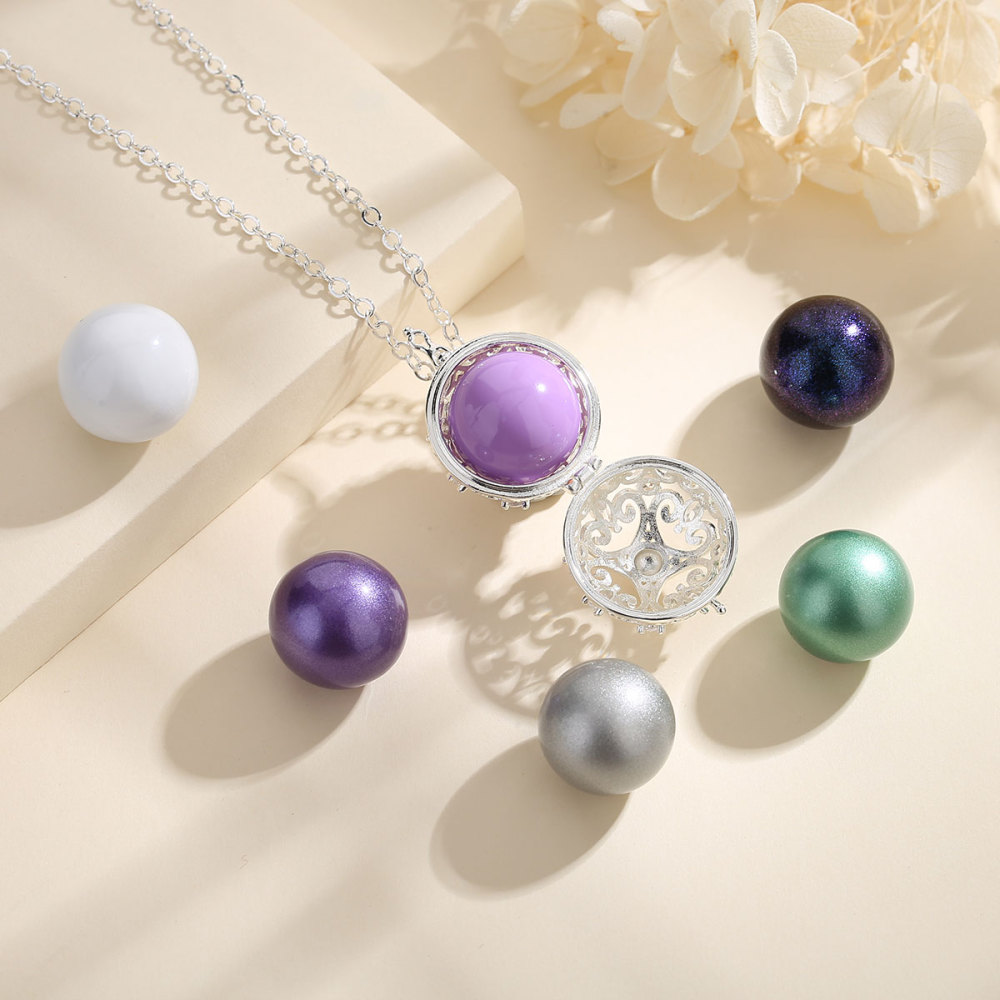 Vintage Flower Cubic Zirconia Chime Balls Cage Pendant