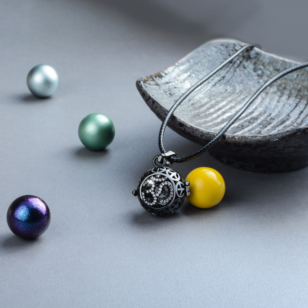 Cubic Zirconia Aum Ohm Yoga Chime Balls Cage Pendant