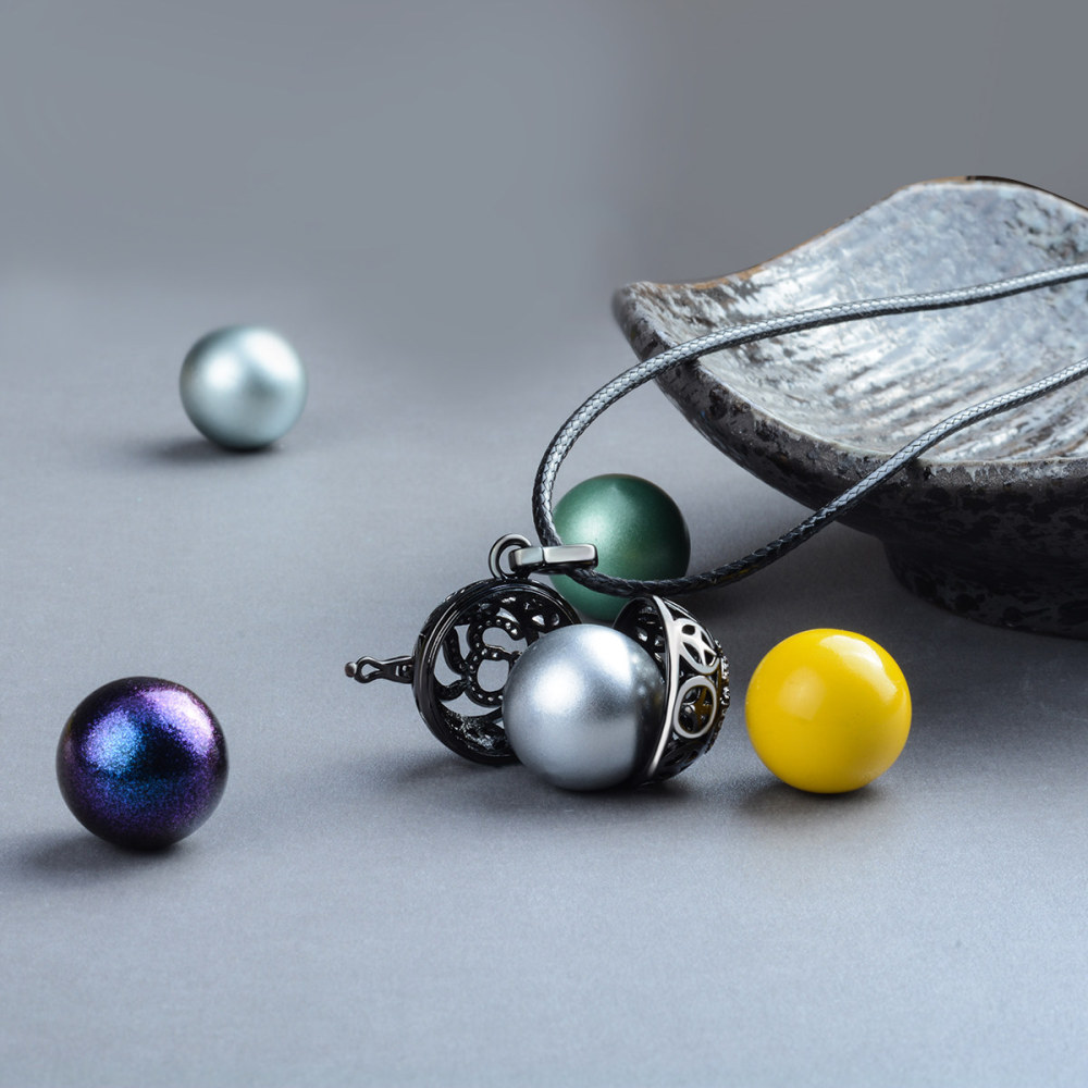 Cubic Zirconia Aum Ohm Yoga Chime Balls Cage Pendant