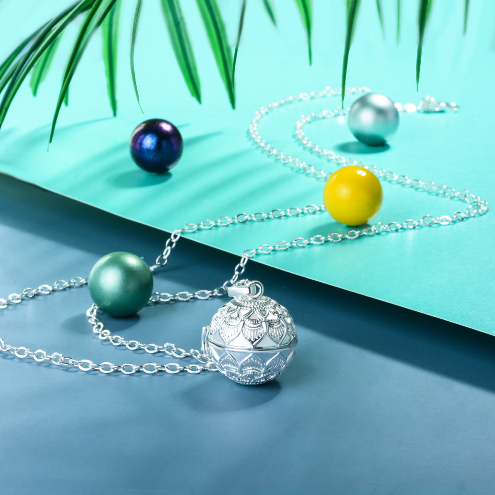 Beautiful Lotus Angel Chime Wish Ball Necklace