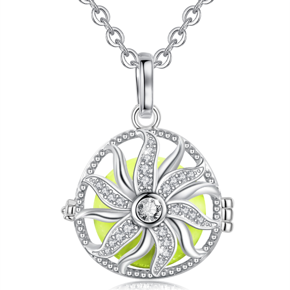 Cubic Zirconia Sun Chime Balls Cage Pendant