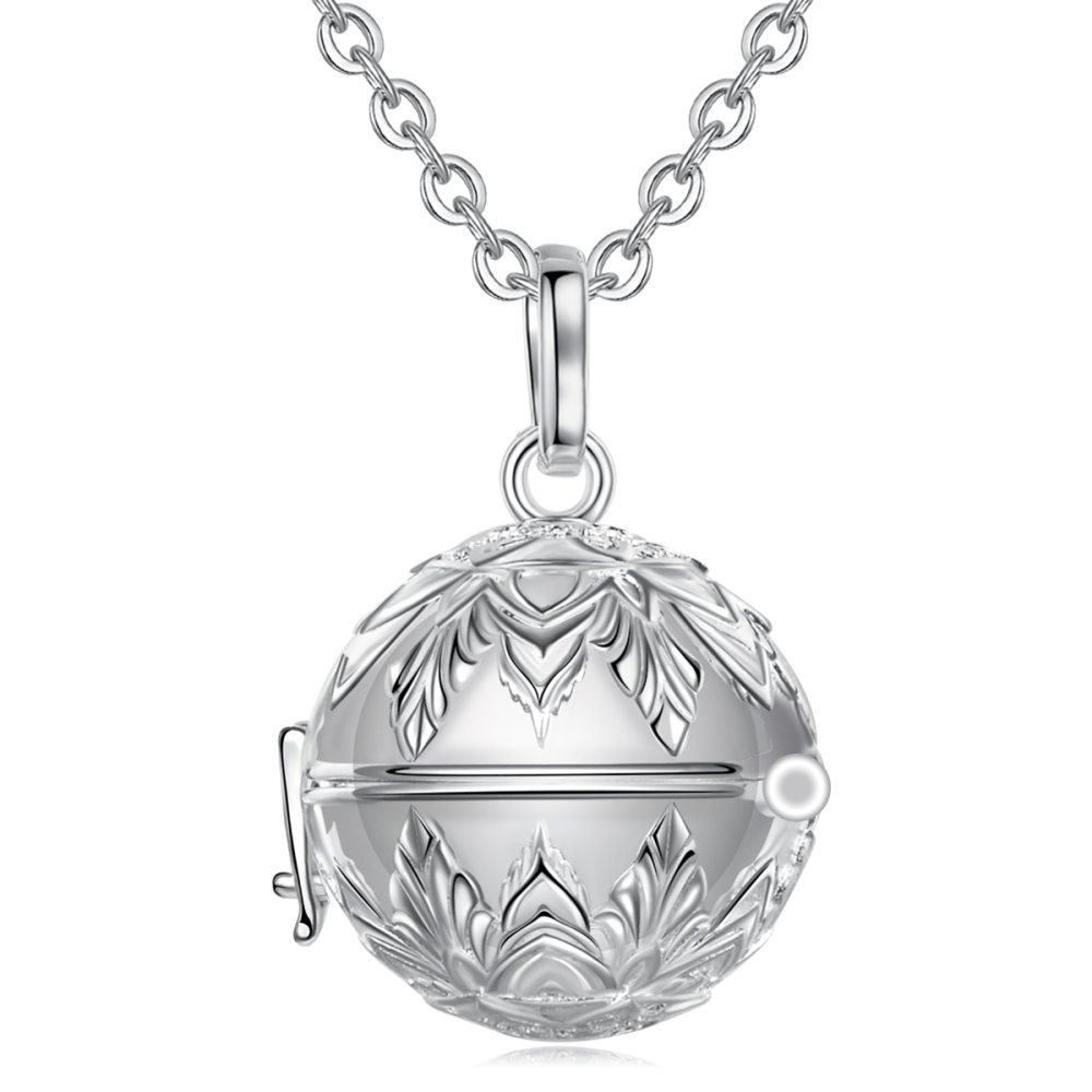 Leaf Design Angel Interchangeable Chime Wish Ball Necklace