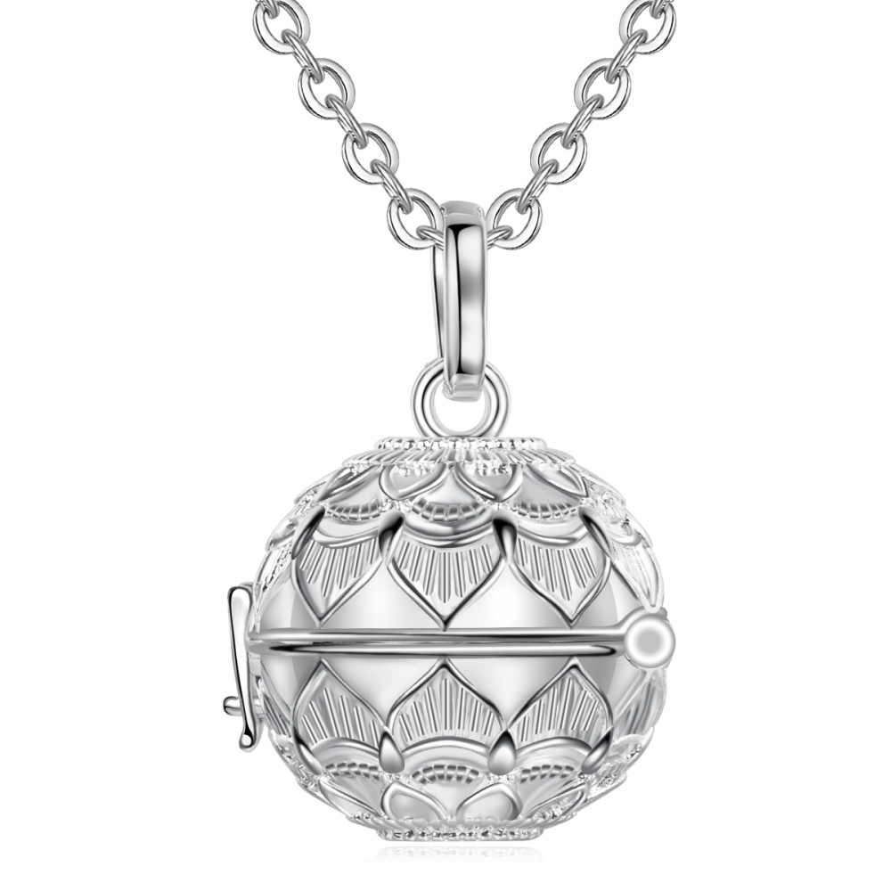 Beautiful Lotus Angel Chime Wish Ball Necklace