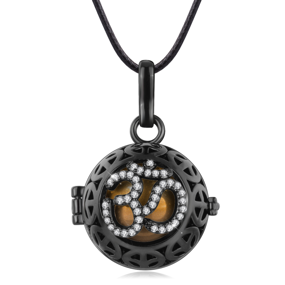Cubic Zirconia Aum Ohm Yoga Chime Balls Cage Pendant