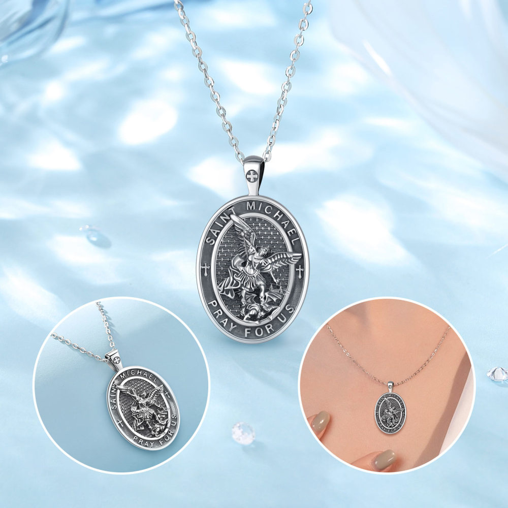 925 Sterling Silver Saint Michael Pendant Necklace