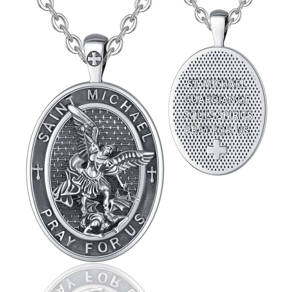 925 Sterling Silver Saint Michael Pendant Necklace