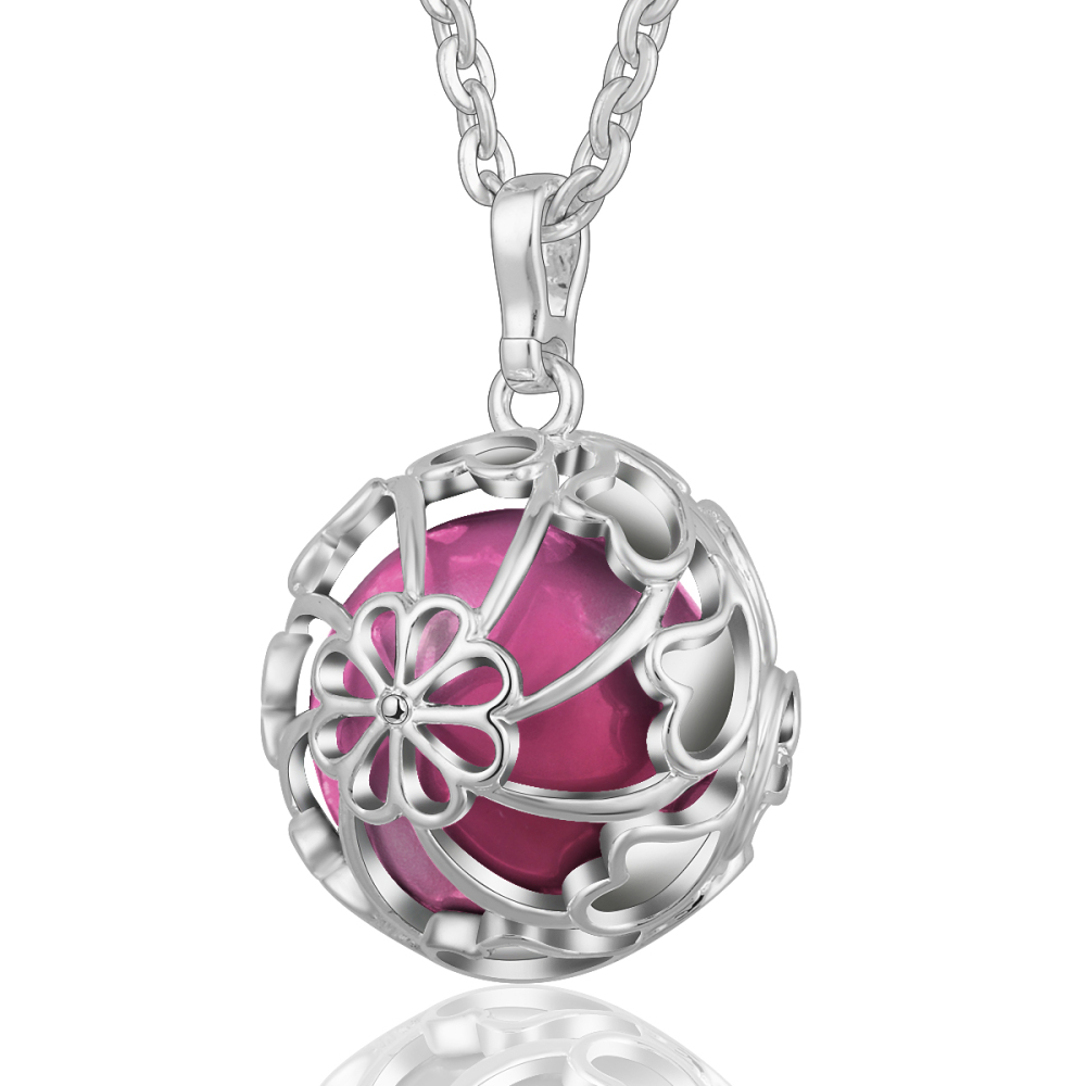 Flower Heart Chime Ball Cage Necklace