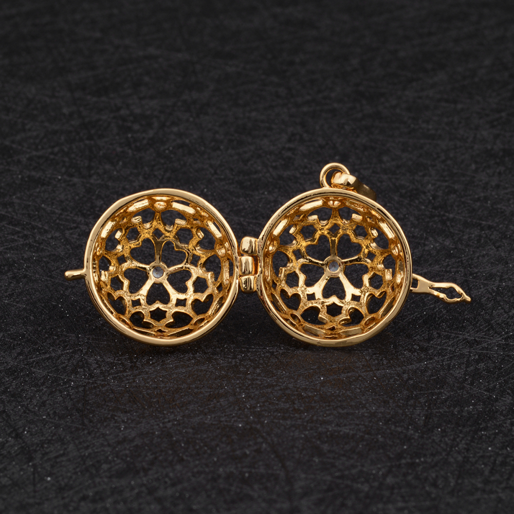 Gold-Plated Copper Flower Chime Ball Pendant