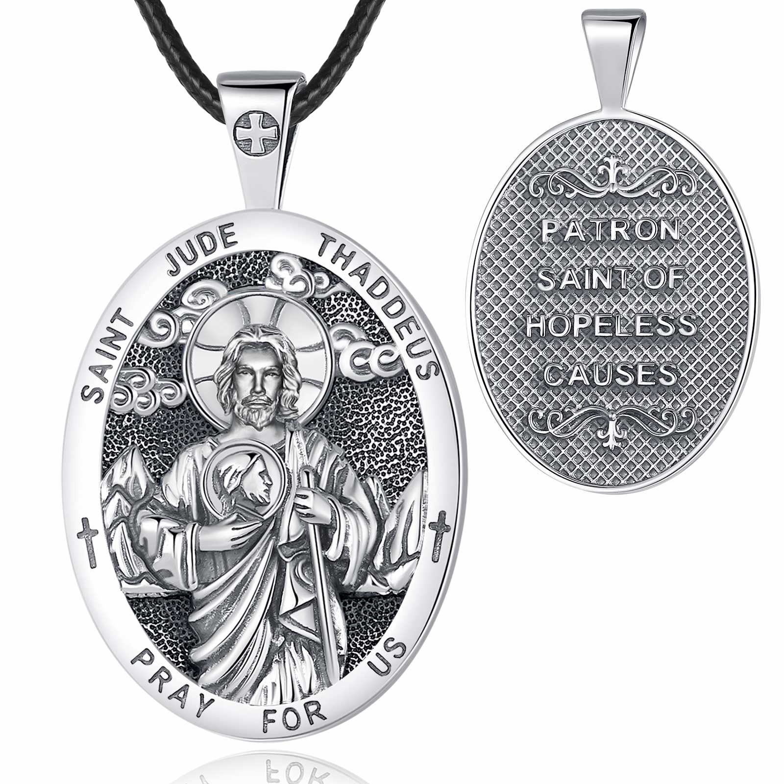 Saint Jude Thaddeus Silver Necklace - 925 Sterling Patron Saint Pendant
