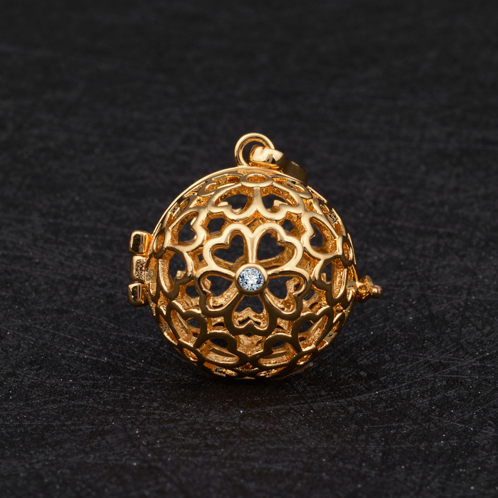 Gold-Plated Copper Flower Chime Ball Pendant