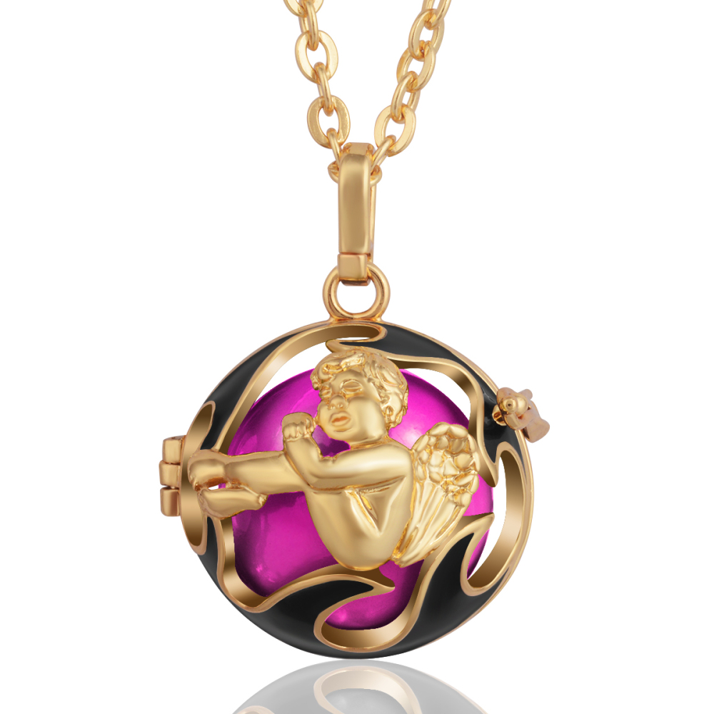 Gold-Plated Copper Angel Chime Ball Pregnancy Gift Necklace