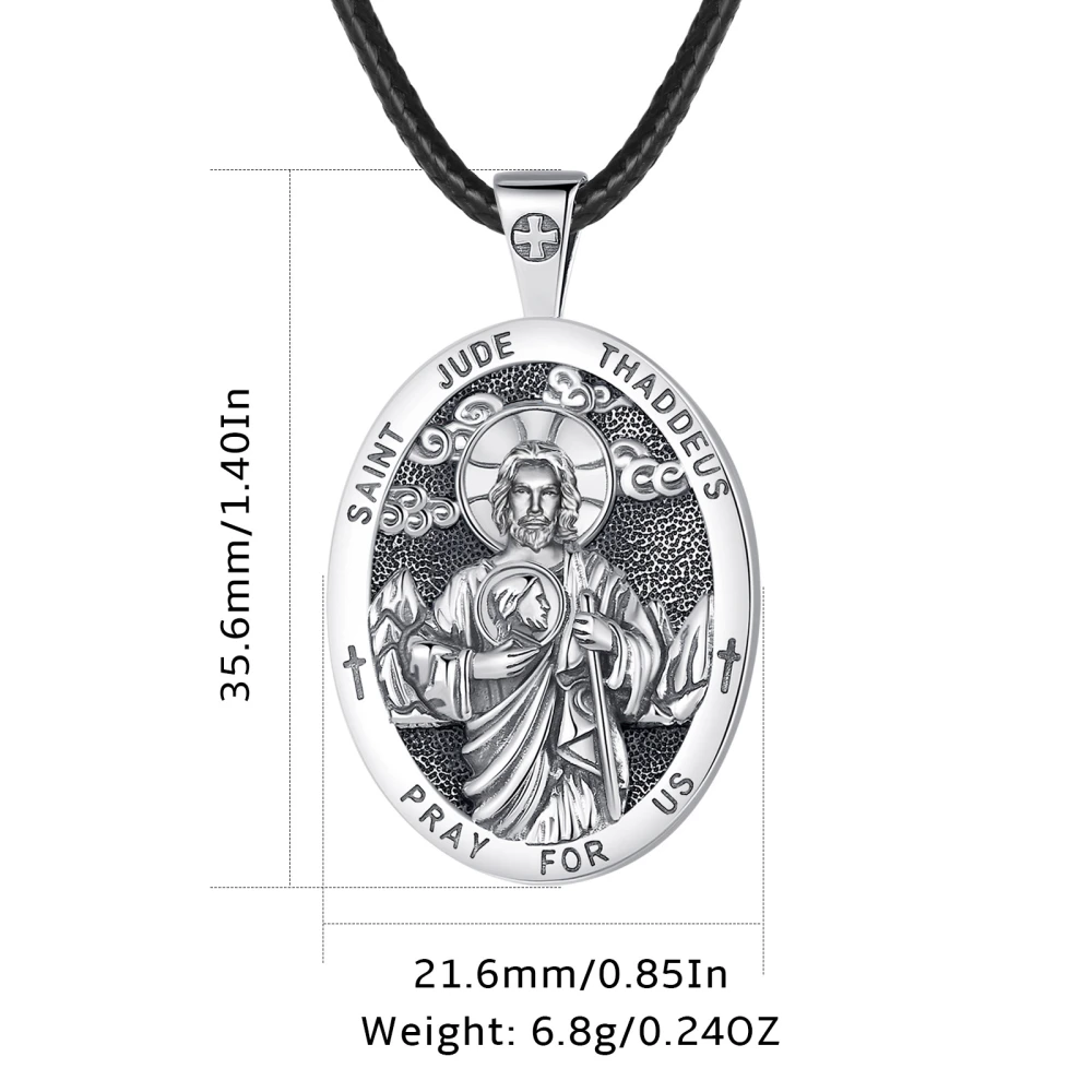 Saint Jude Thaddeus Silver Necklace - 925 Sterling Patron Saint Pendant