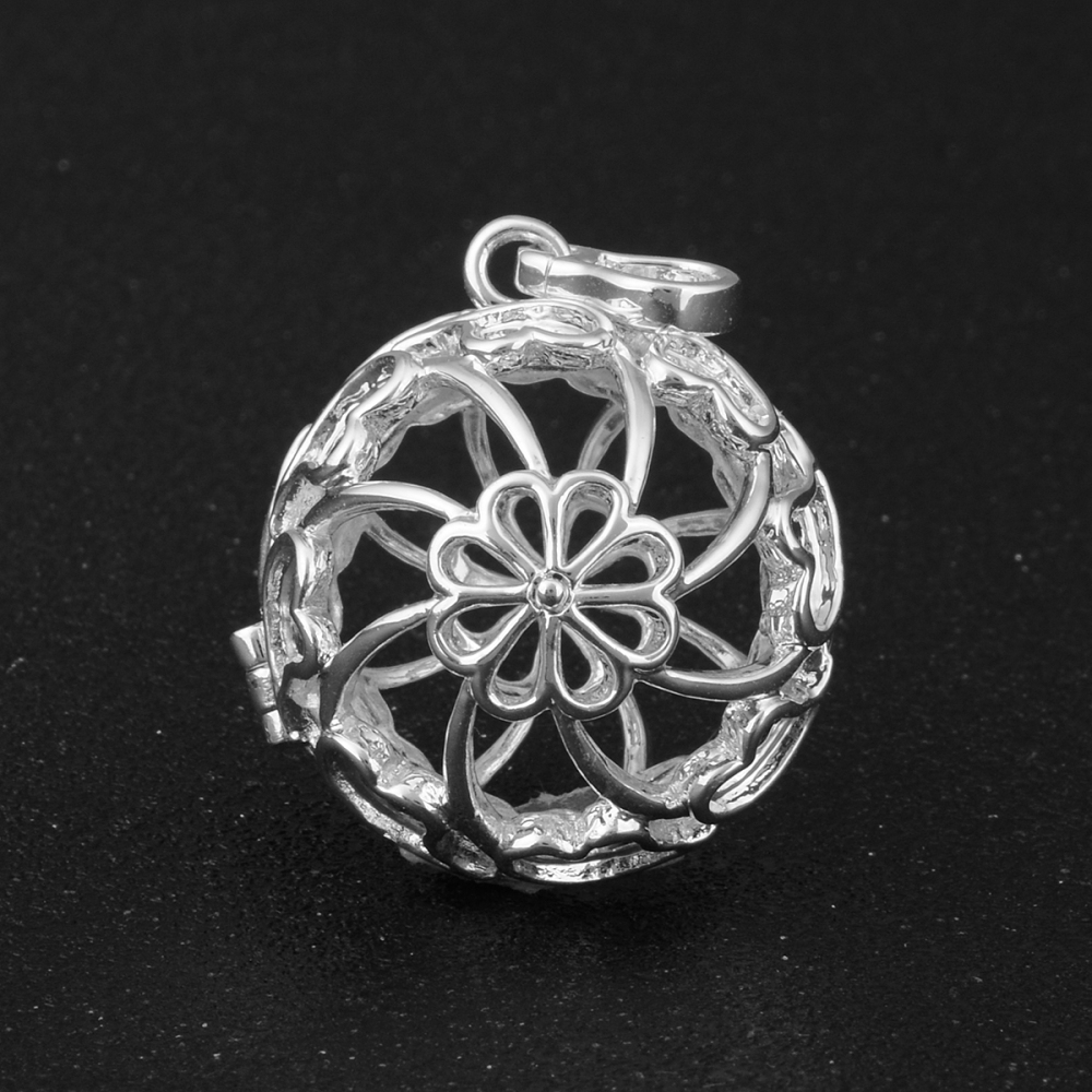 Flower Heart Chime Ball Cage Necklace