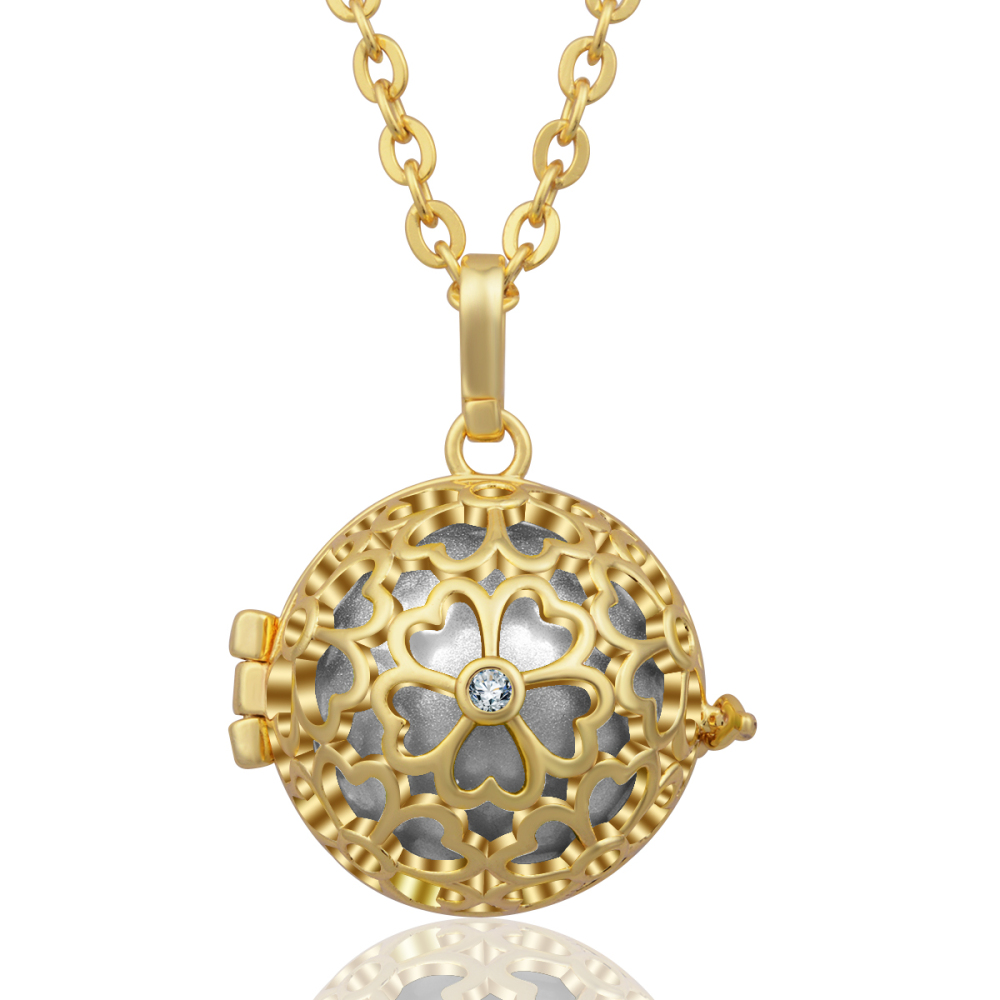 Gold-Plated Copper Flower Chime Ball Pendant