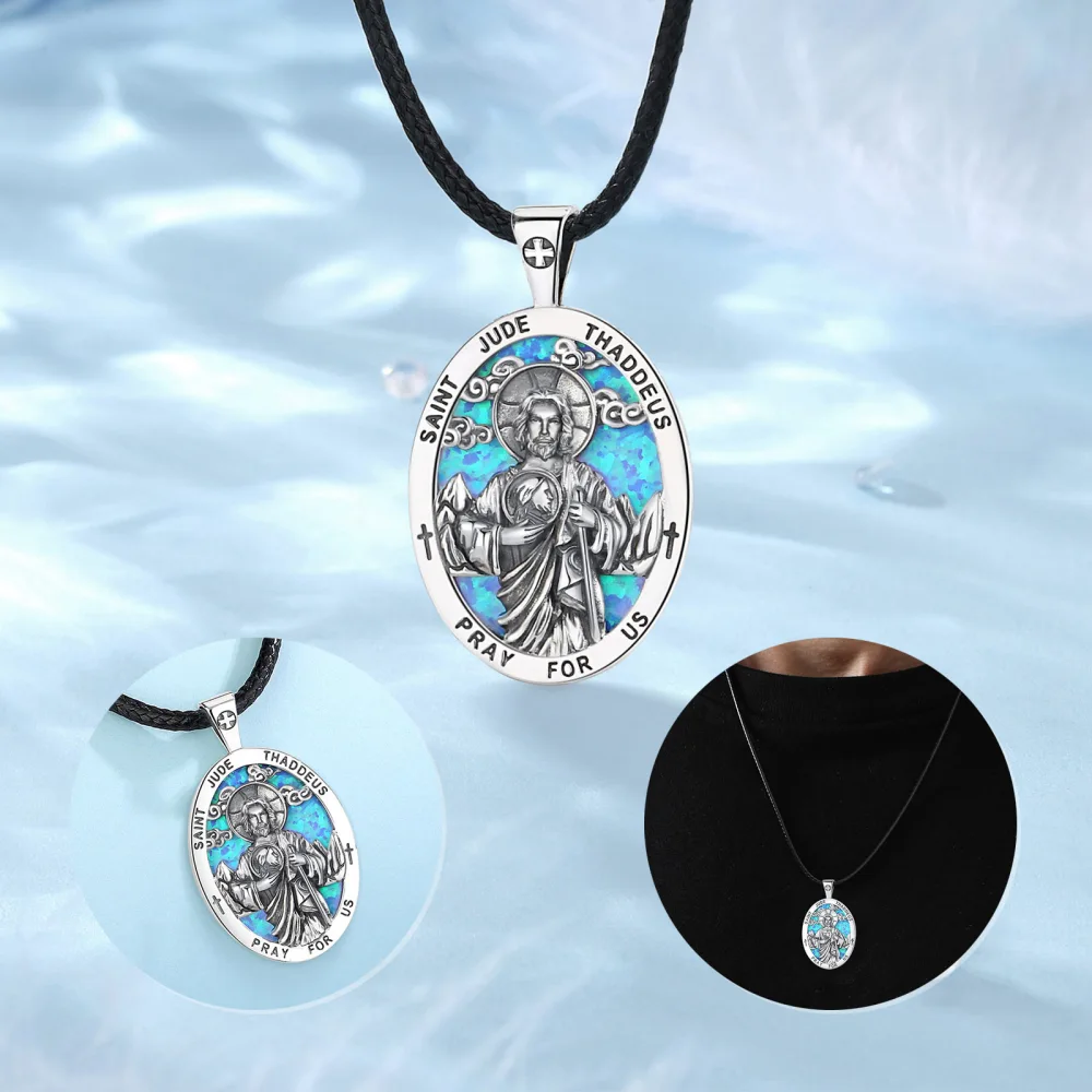 Saint Jude Thaddeus Silver Necklace - 925 Sterling Patron Saint Pendant