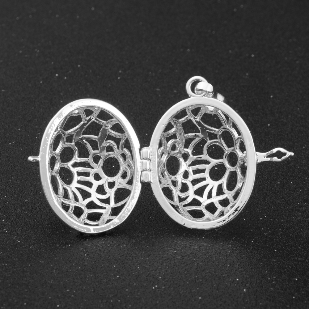 Oval Flower Design Chime Ball Jewelry Cage Pendant