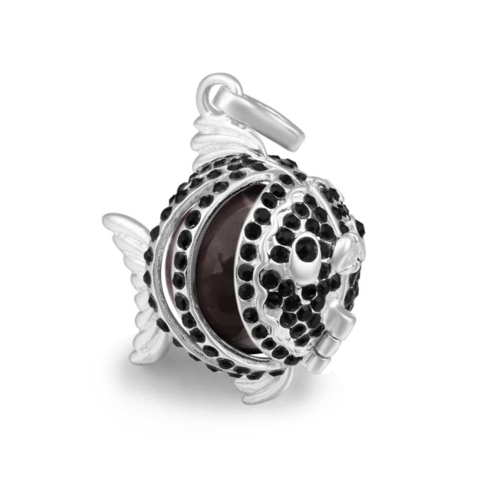 Black Zircon Fish-Shaped Harmony Ball Necklace