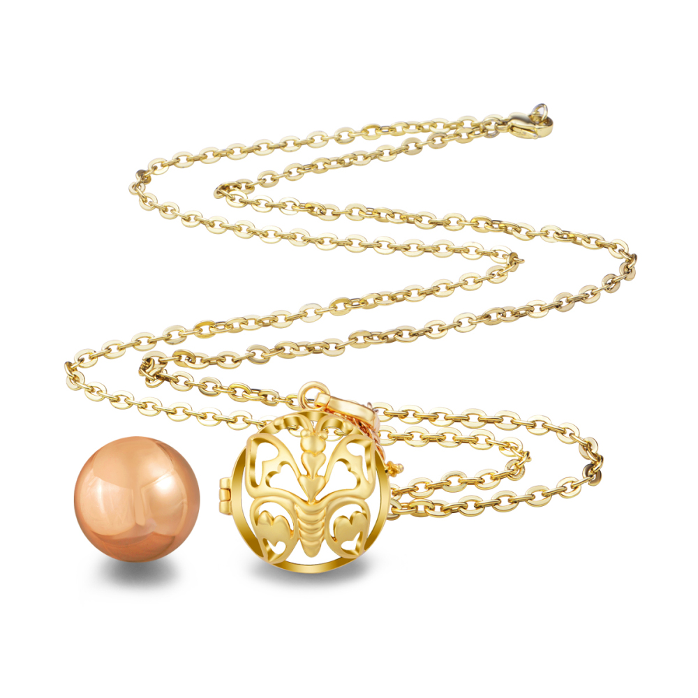 Gold-Plated Copper Butterfly Relaxing Wind Chime Necklace