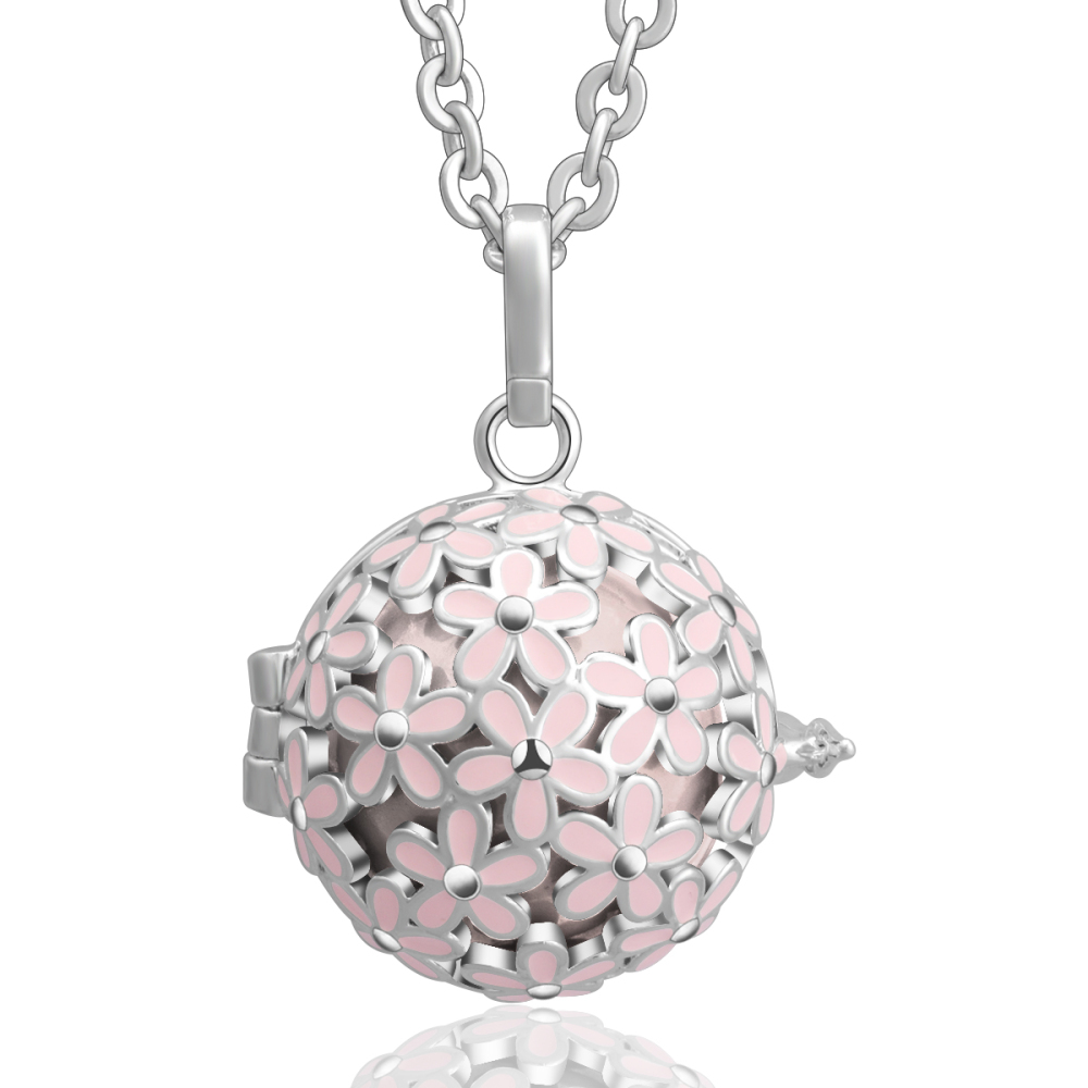 Pink Cherry Blossom Relaxation Chime Ball Pendant