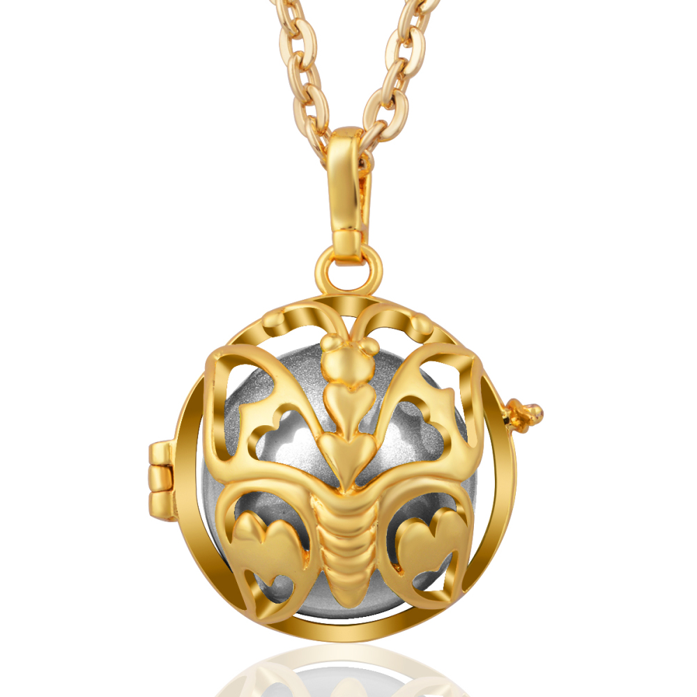 Gold-Plated Copper Butterfly Relaxing Wind Chime Necklace