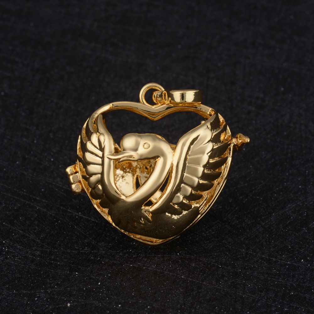Gold-Plated Copper Swan Design Angel Caller Pregnancy Pendant