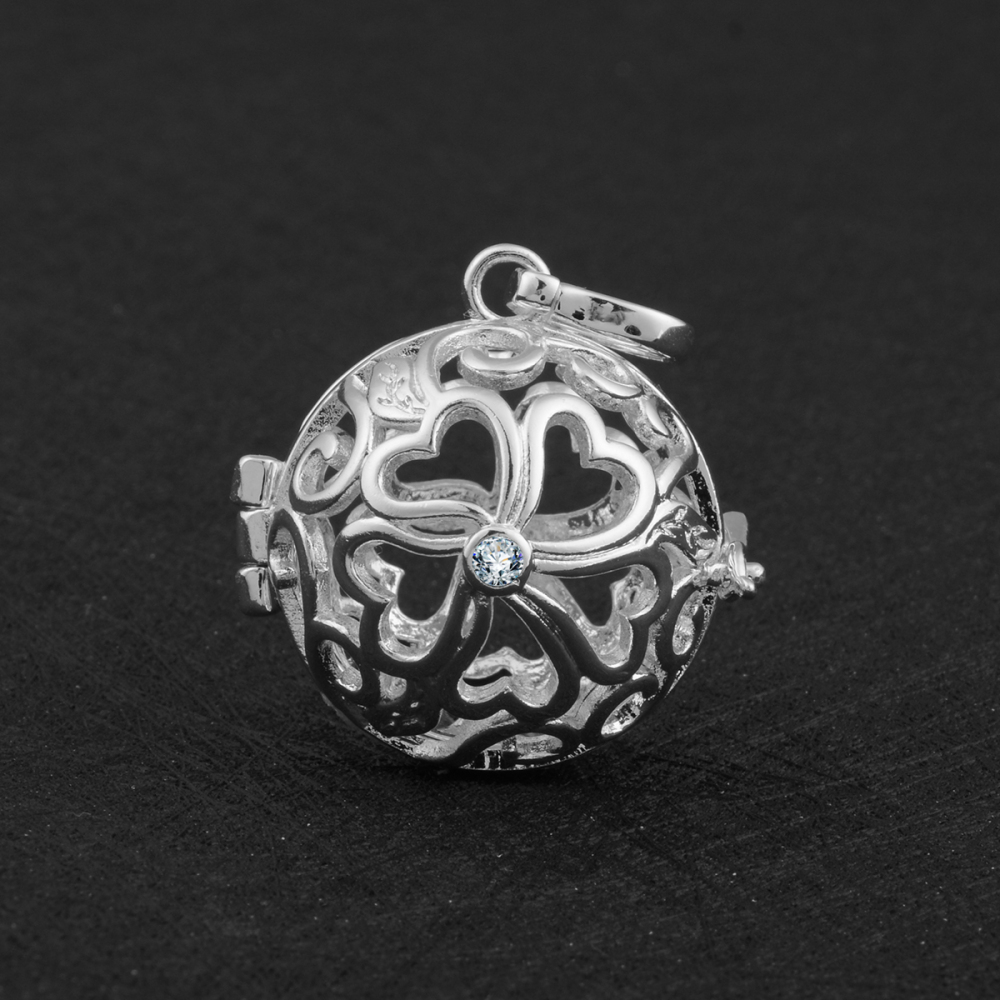 Heart Flower Design Chime Ball Jewelry Cage Pendant