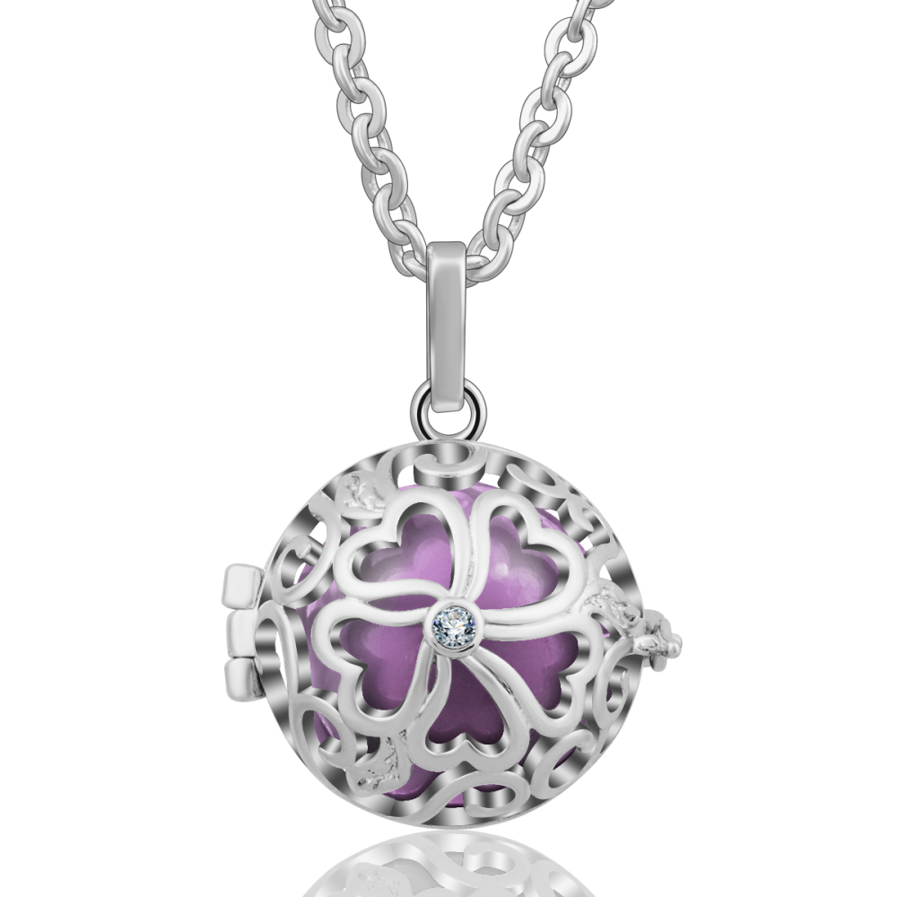Heart Flower Design Chime Ball Jewelry Cage Pendant