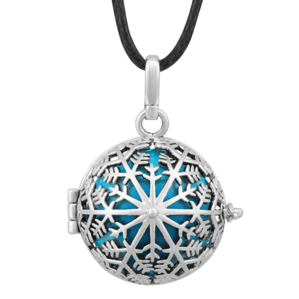 Snowflake Silver-Plated Chime Ball Jewelry Cage Pendant