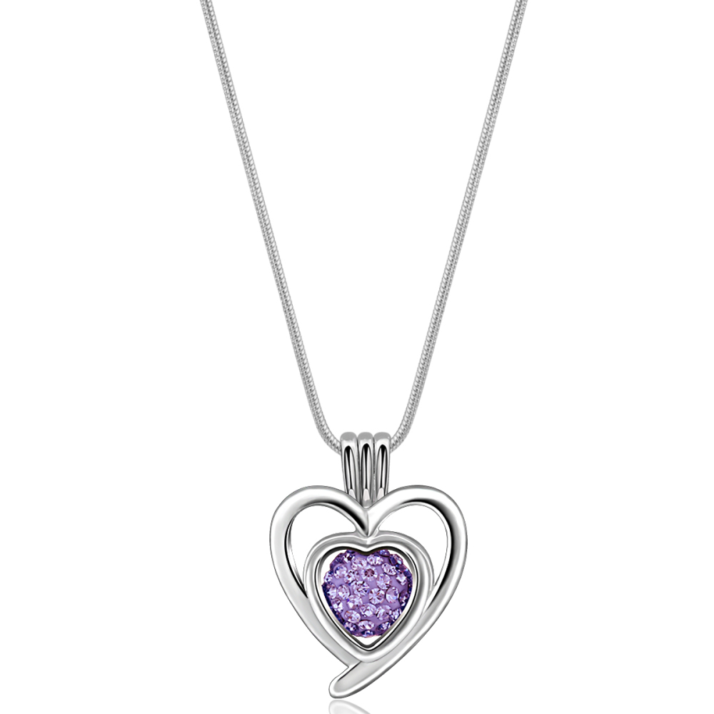 Customizable Colored Diamond Balls Heart Shaped Cage Pendant