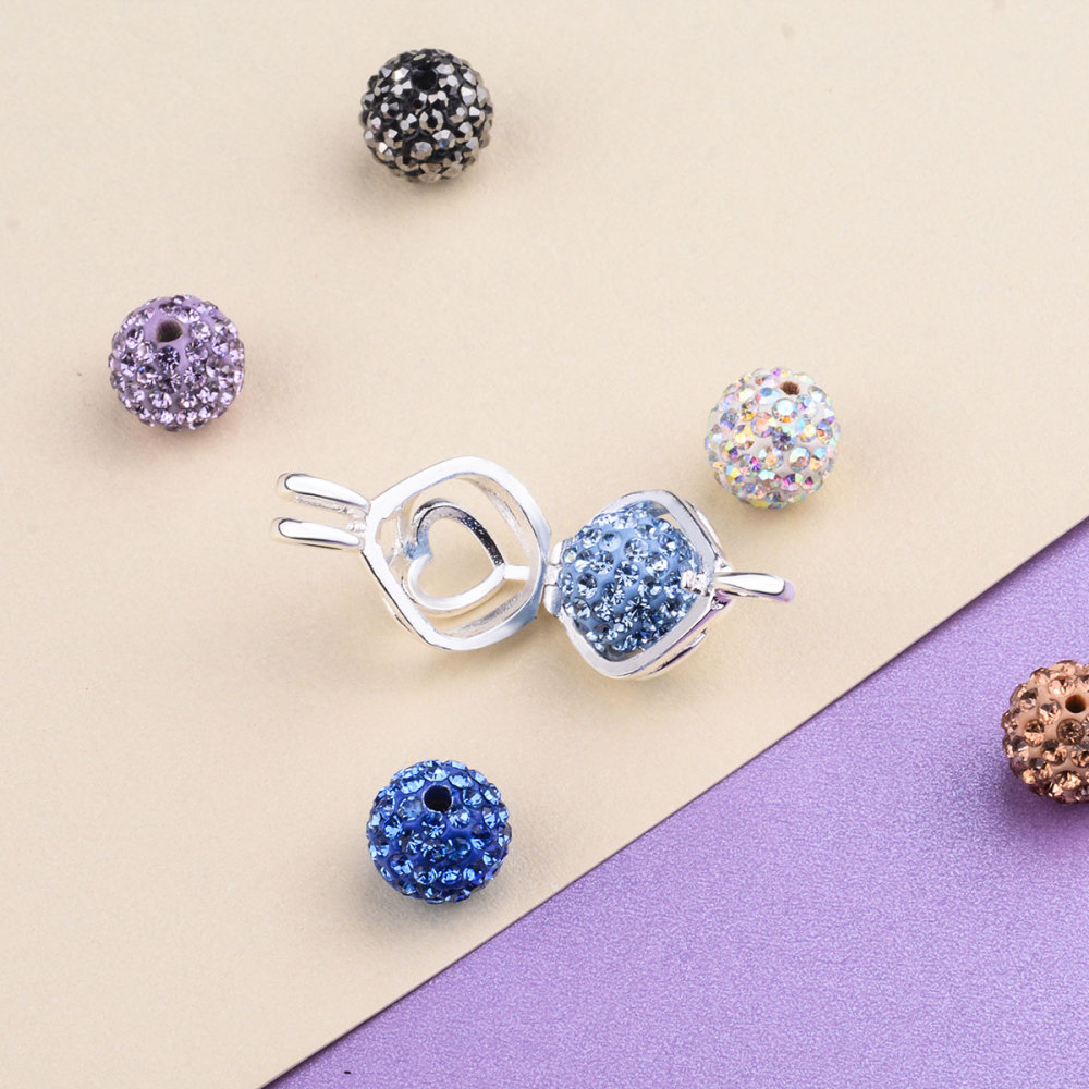 Customizable Diamond Balls Heart Cage Pendant