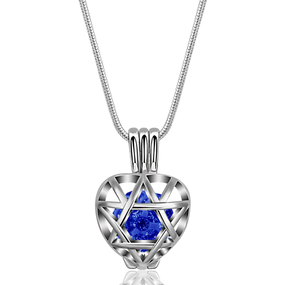 Star of David Colored Diamond Balls Cage Pendant